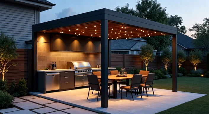 Outdoor Kitchen Motorized Aluminum Pergola
