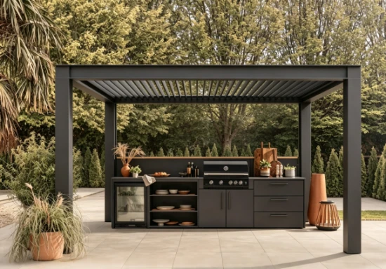 Outdoor Kitchen Motorized Aluminum Pergola factory